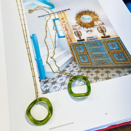 Necklace - Wavy Reclaimed Glass - Pine