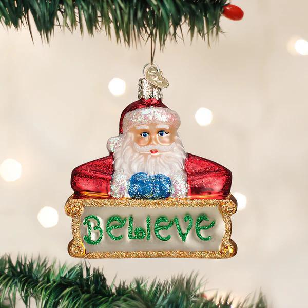 Ornament - Blown Glass - Believe Santa