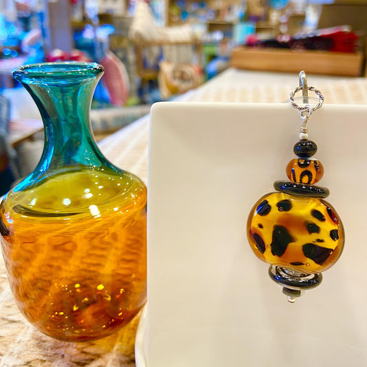 Pendant -  Animal Prints  - 6 Beads & Sterling Silver