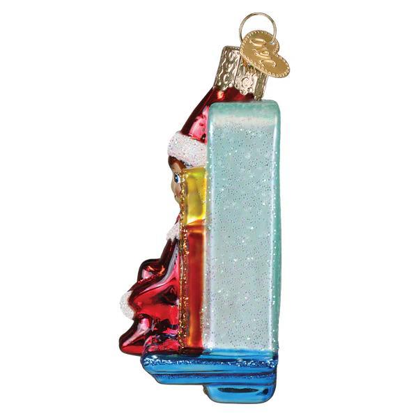 Ornament - Blown Glass - Scout Elf Storytime
