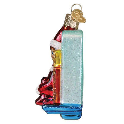 Ornament - Blown Glass - Scout Elf Storytime
