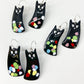 Earrings  - Confetti Black Cat - Enamel on Copper