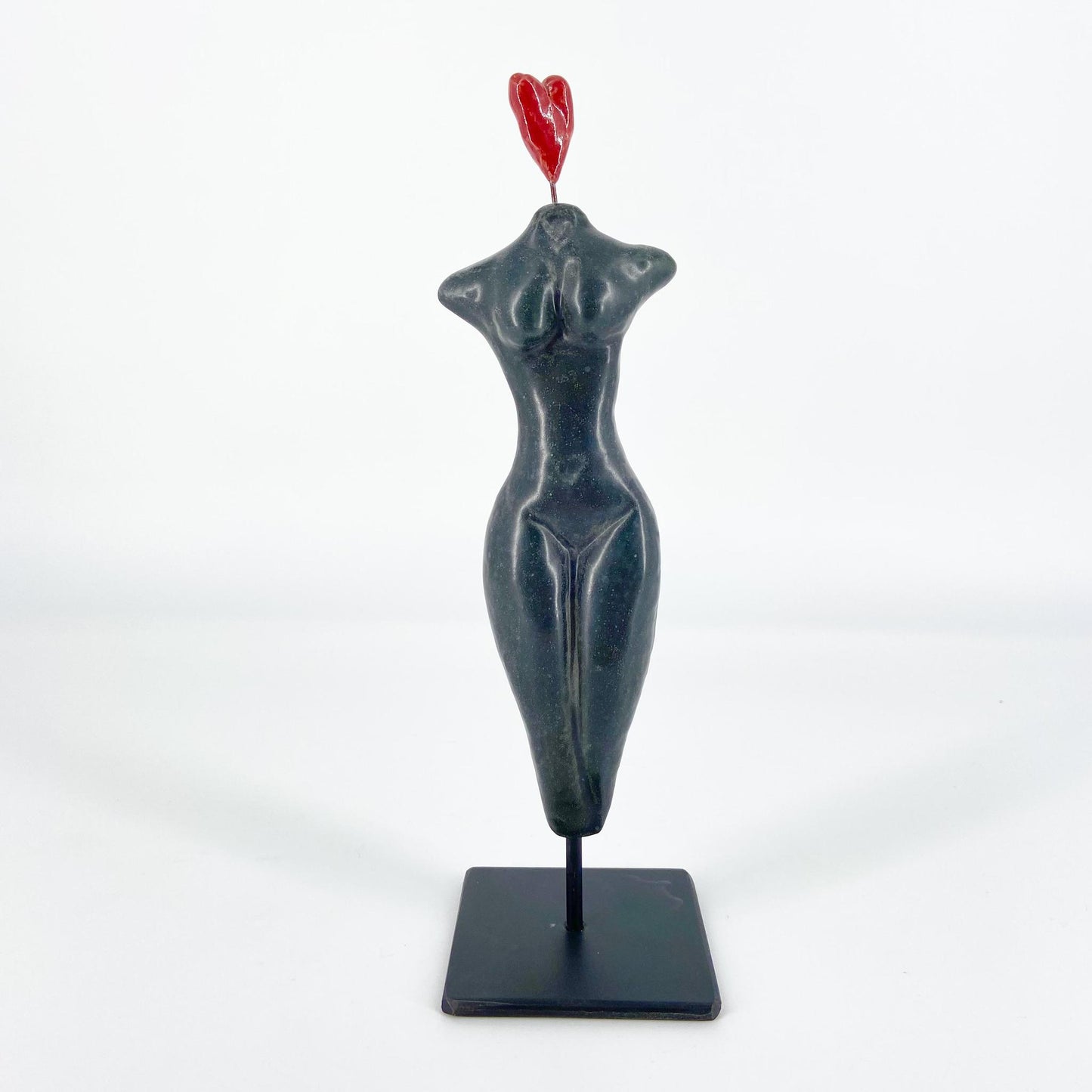 Sculpture - Female Form With Heart - Black