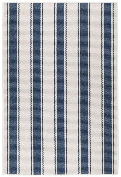 Rug - Machine-Washable - Blue Awning Stripe