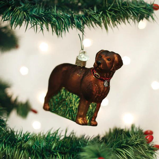 Ornament - Blown Glass - Standing Chocolate Lab