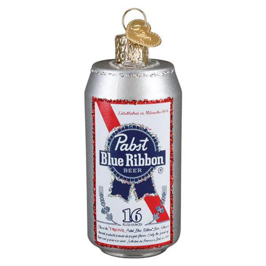 Ornament - Blown Glass - Pabst Blue Ribbon Beer Can