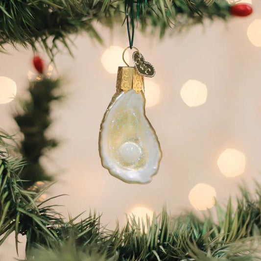 Ornament - Blown Glass - Mini Oyster with Pearl