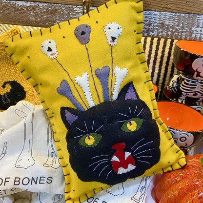 Pillow - Cat Face w/ Bones - Handmade