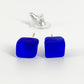Post Earrings - Sterling & Reclaimed Glass - Cobalt