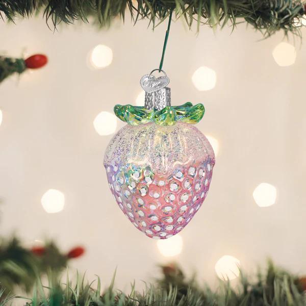Ornament - Blown Glass - Shimmering Strawberry