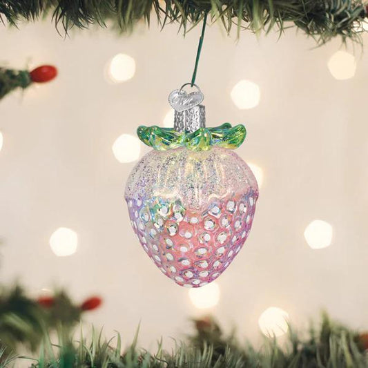 Ornament - Blown Glass - Shimmering Strawberry