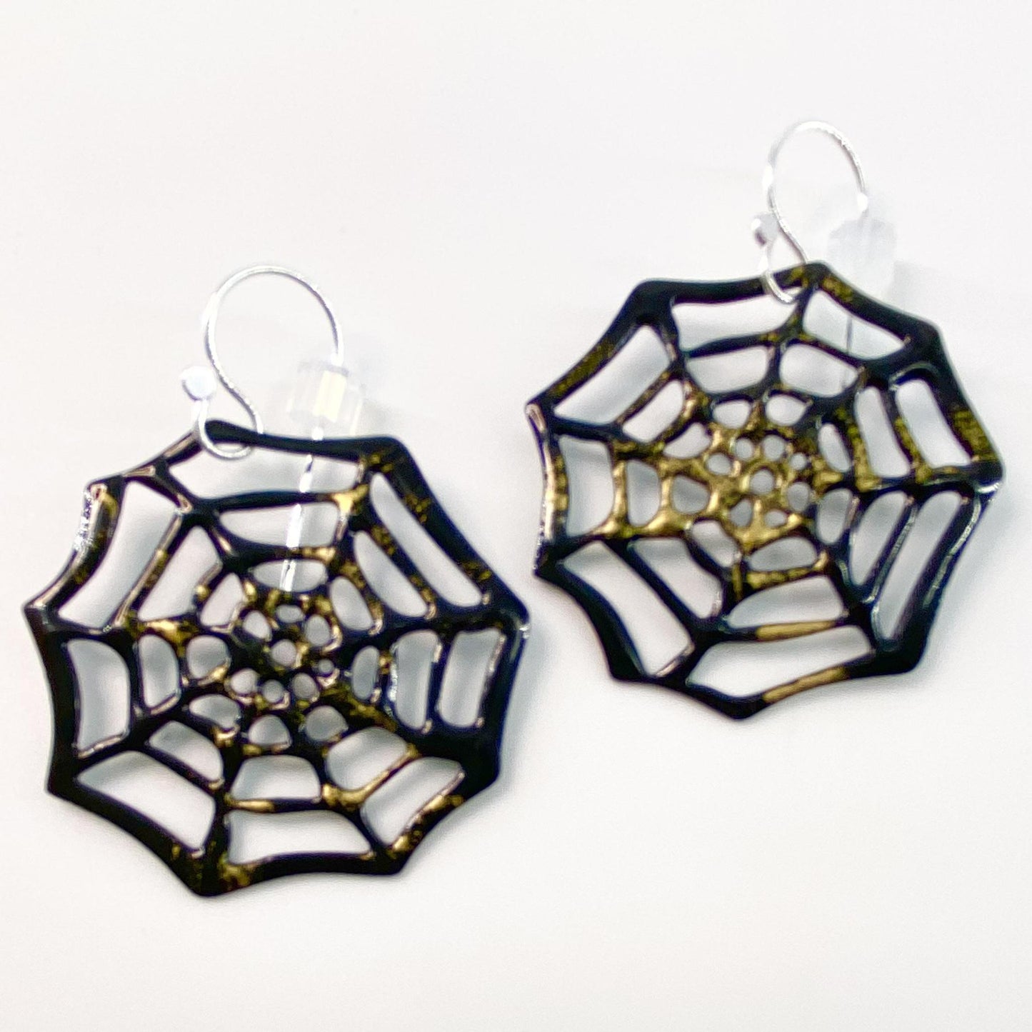 Earrings - Spider Webs - enamel on copper