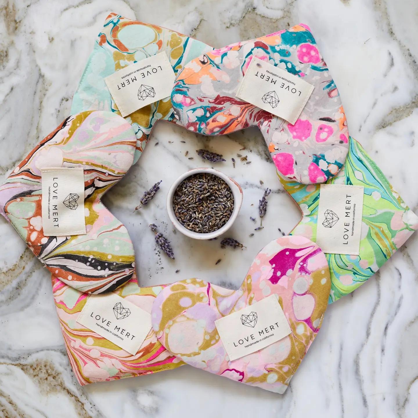 Eye Pillow - Heart Shaped - Silk, Cotton, & Lavender