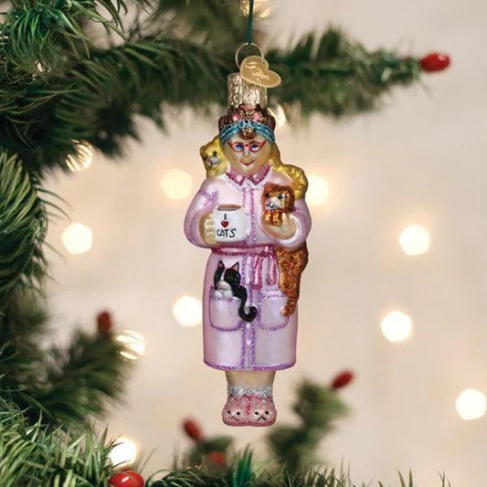 Ornament - Blown Glass - Cat Lady