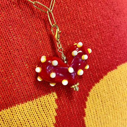 Pendant -  Chiefs Bumpy Heart - Glass & Gold Fill