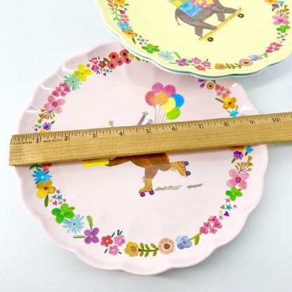 Plate - Scalloped Melamine - 9.5" Faux Ceramic - Elephant