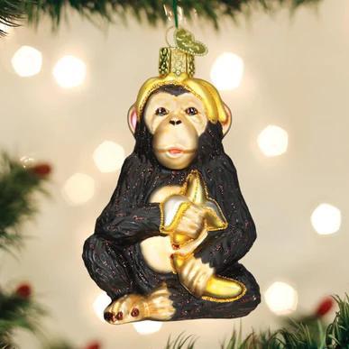 Ornament - Blown Glass - Chimpanzee