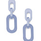 Earrings - Cable Chain Drop Post - Light Blue - Resin