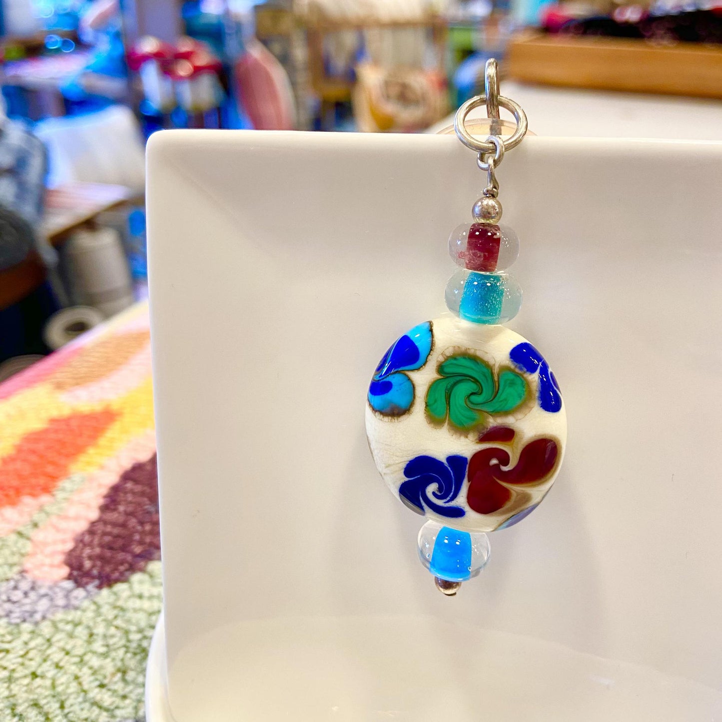 Pendant -  Flowers (4 Beads) - Glass & Sterling Silver