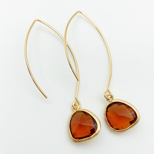 Crystal Earrings - 14kt on Sterling - Honey