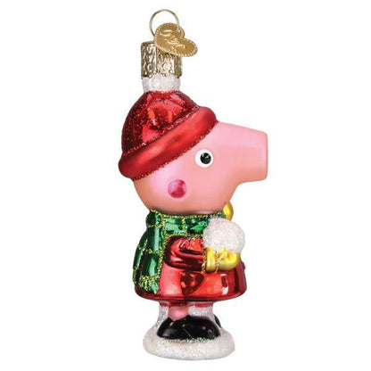 Ornament - Blown Glass - Peppa Pig with Snowball