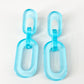 Earrings - Cable Chain Drop Post - Bright Blue - Resin