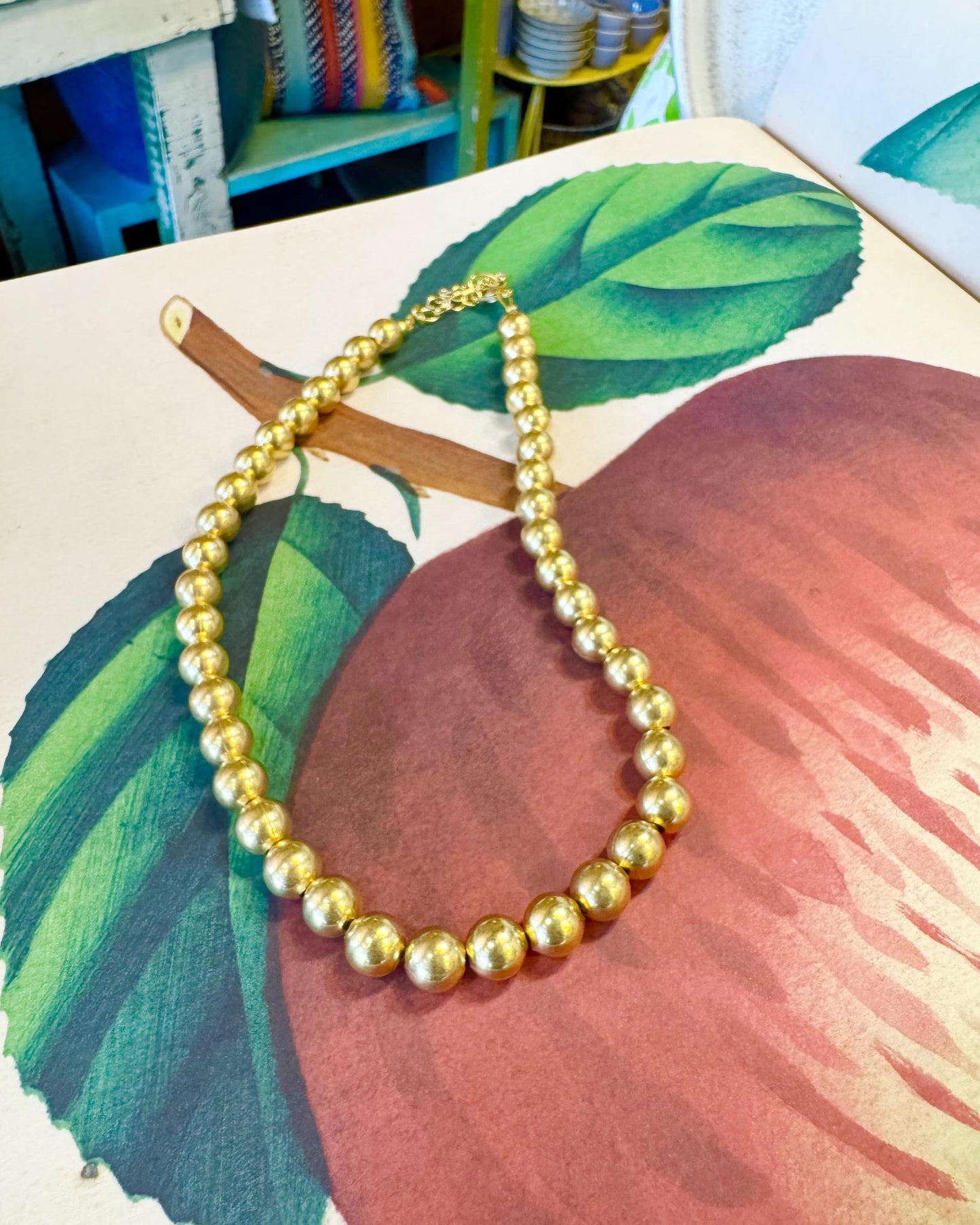 Necklace - Gold Bead - 14kt Gold Vermeil