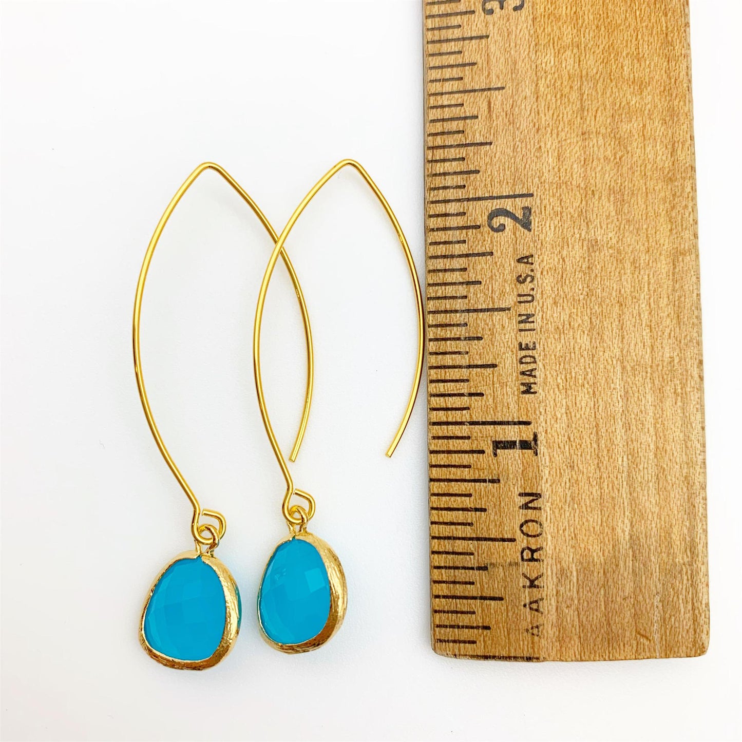 Crystal Earrings - 14kt on Sterling - Aqua