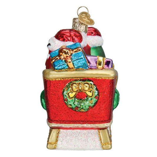 Ornament - Blown Glass - M&M's in Sleigh