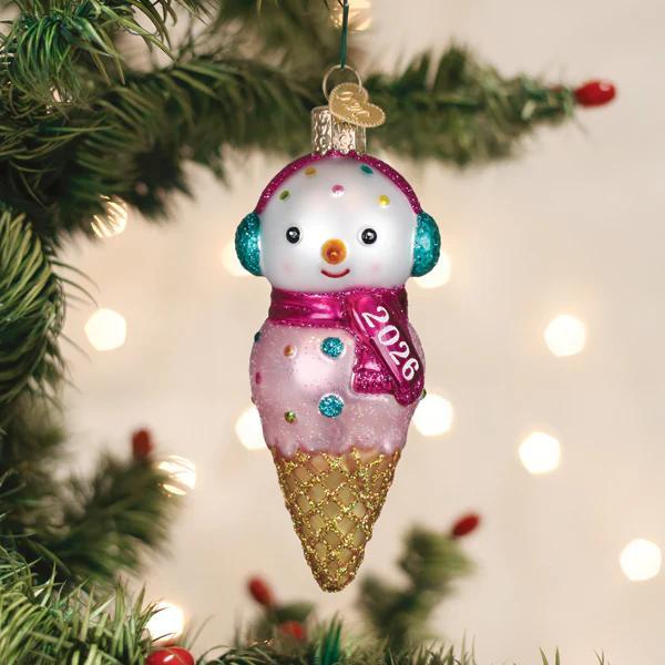Ornament - Blown Glass - 2026 Snowman