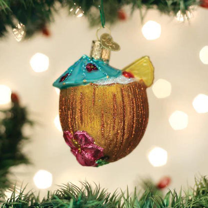 Ornament - Blown Glass - Tropical Coconut Drink