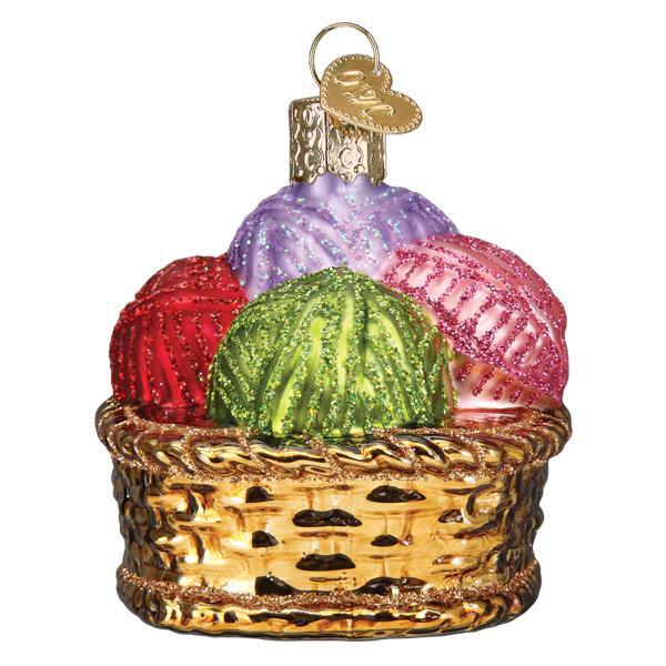Ornament - Blown Glass - Basket of Yarn