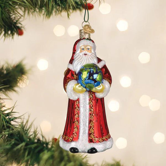 Ornament - Blown Glass - World Peace Santa