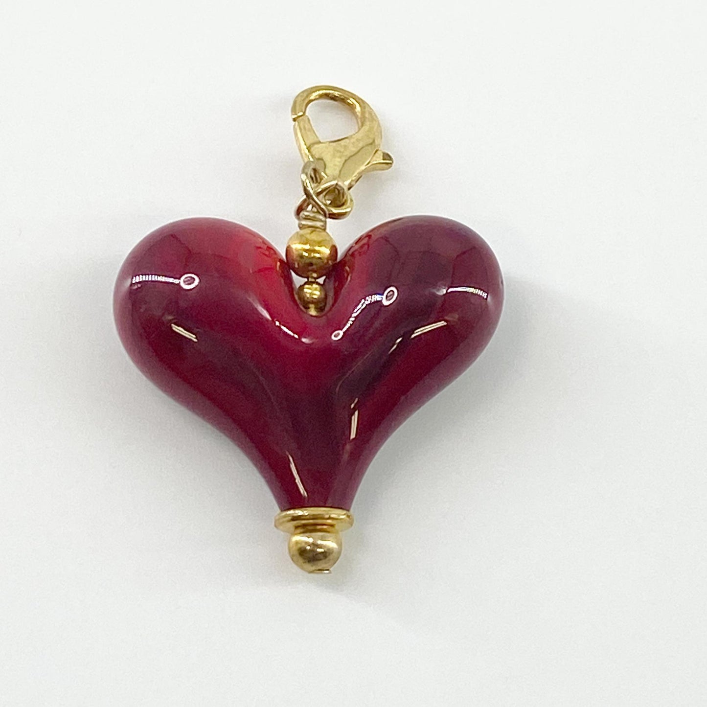 Pendant - Red Heart - Glass & Goldfill (Video)