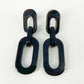 Earrings - Cable Chain Drop Post - Black - Resin