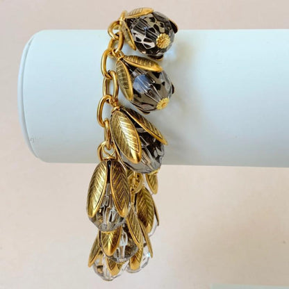 Bracelet - Crystals & Leaves Charms