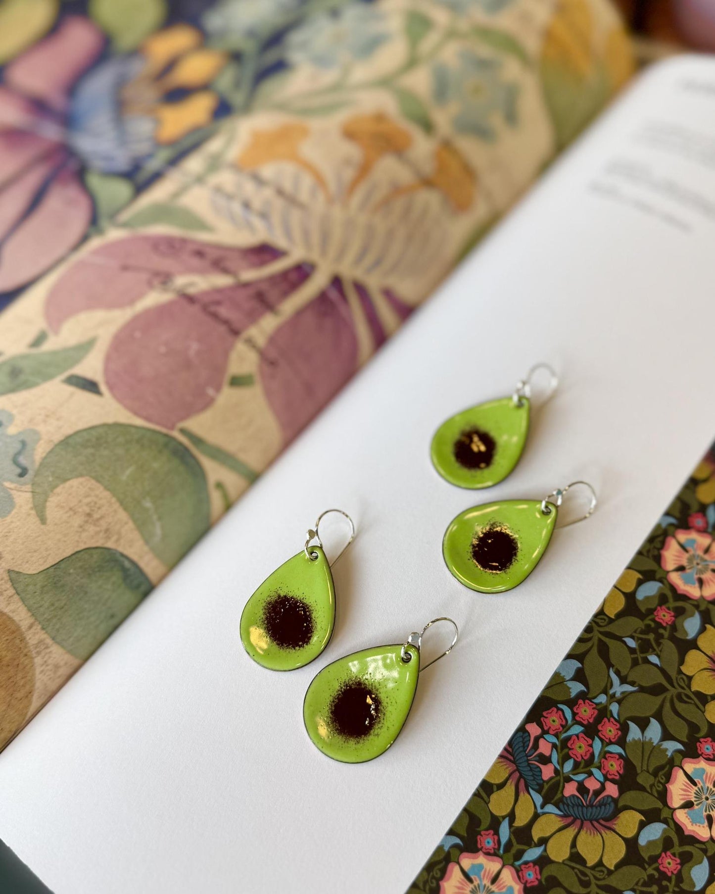 Earrings - Avocados - Enamel on Copper