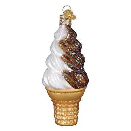 Ornament - Blown Glass - Chocolate Swirl Soft Serve