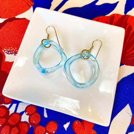 Earrings - Ruffled Bombay Gin - Reclaimed Glass