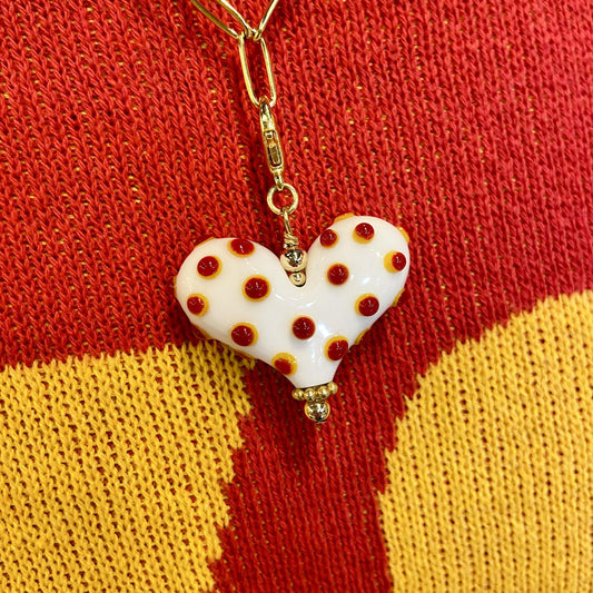 Pendant -  Chiefs Bumpy Heart - Glass & Goldfill