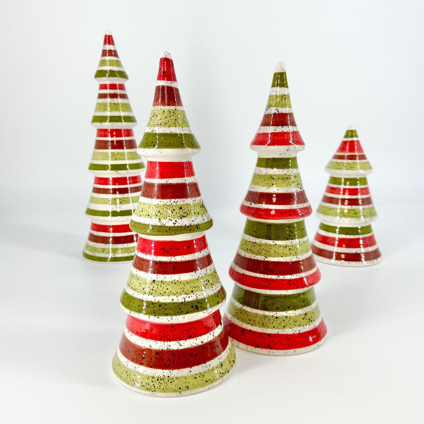 Decoration - Ceramic Tree - 11" - Retro Red & Green