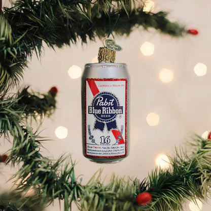 Ornament - Blown Glass - Pabst Blue Ribbon Beer Can