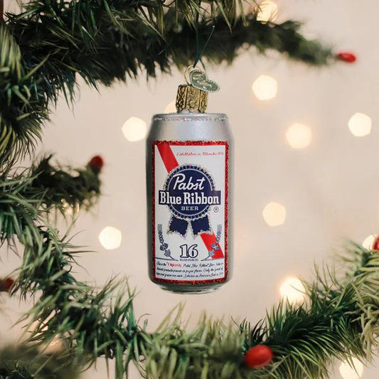 Ornament - Blown Glass - Pabst Blue Ribbon Beer Can