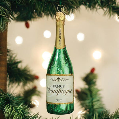 Ornament - Blown Glass - Champagne Bottle