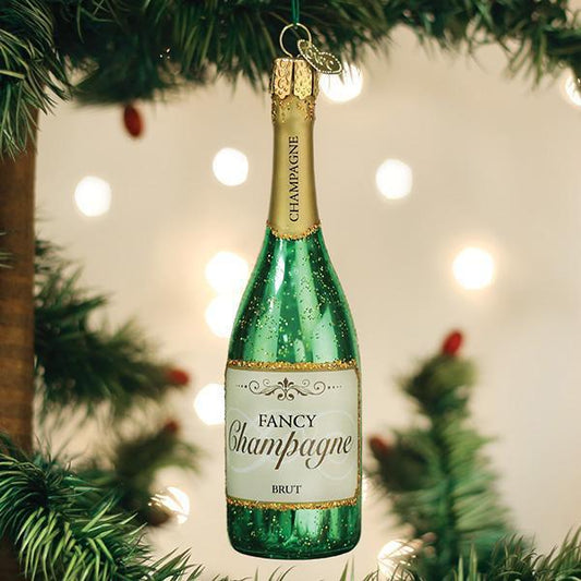 Ornament - Blown Glass - Champagne Bottle