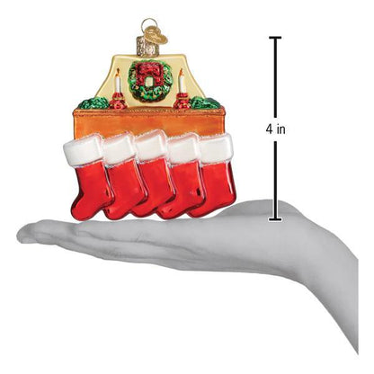 Ornament - Blown Glass - Family of 5 Stockings