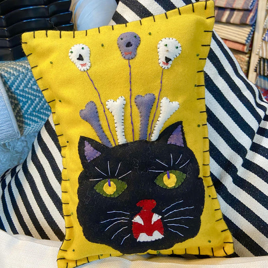 Pillow - Cat Face w/ Bones - Handmade
