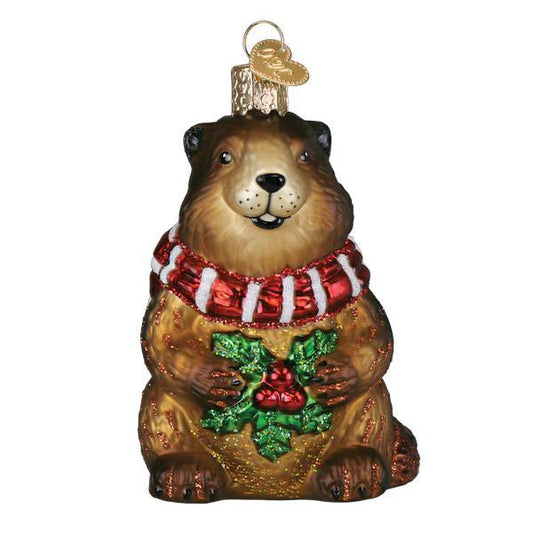 Ornament - Blown Glass - Merry Marmot