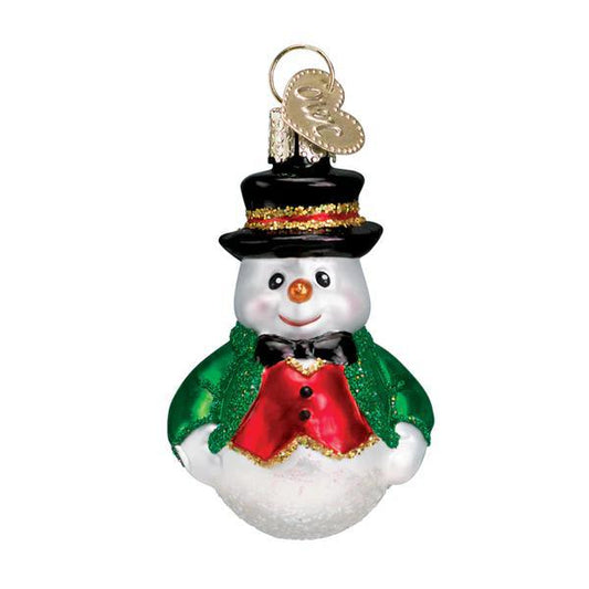 Ornament - Blown Glass - Mini Snowman - Red Vest