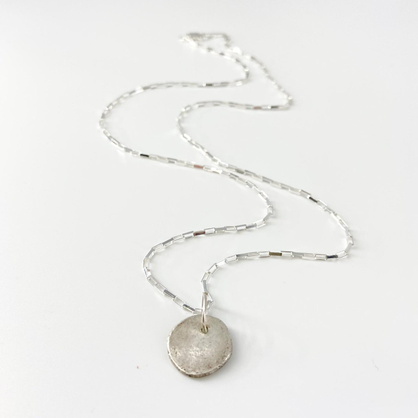 Necklace - Pounded Dollop on Sterling Chain